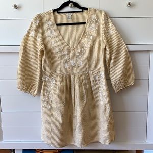 striped & floral embroidered mini dress